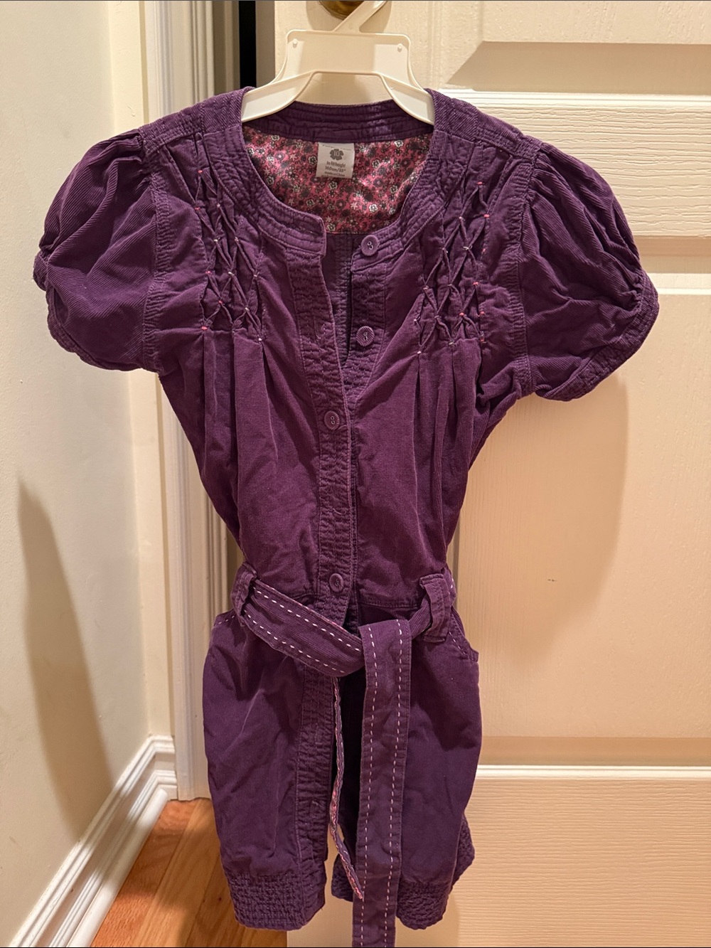 pumpkin patch Purple Short-Sleeve Belted Girls' Dress